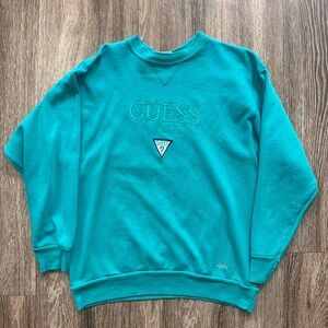 Vintage Guess USA Sweatshirt by Georges Marciano | Teal | Made in USA